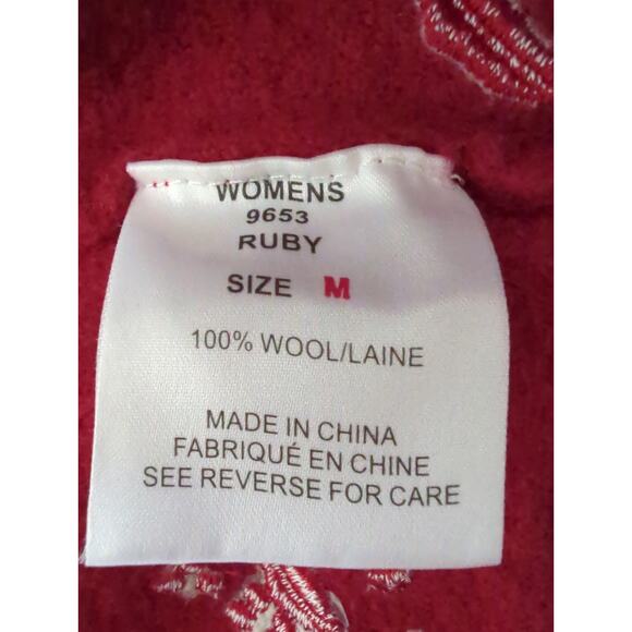 Woolrich 100% Wool Dark Red Embroidered Sweater Vest One Button Size M tiny flaw - Picture 5 of 8